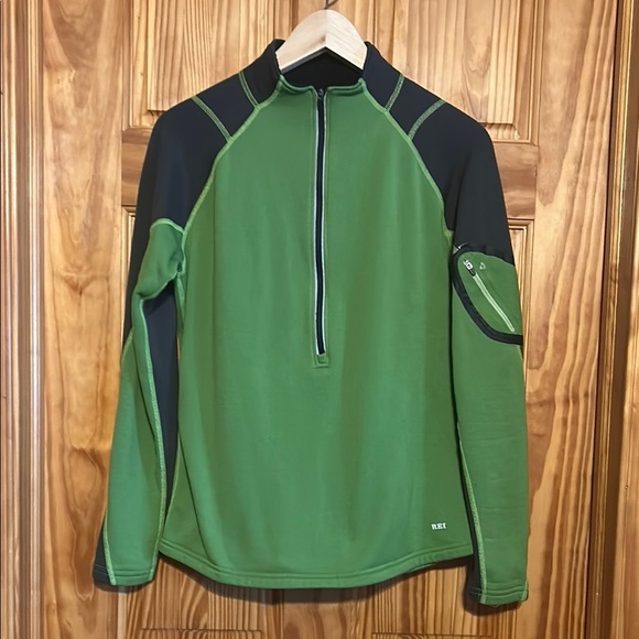 Rei Womens Pullover Mock Neck Sweater Athletic Green Long Sleeve Front Zipper- M - Picture 1 of 8
